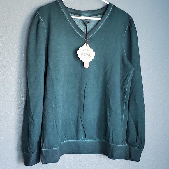 Knox Rose Black Emerald Super Soft Thin Weight V-Neck Sweatshirt, Women's Large - Picture 12 of 12